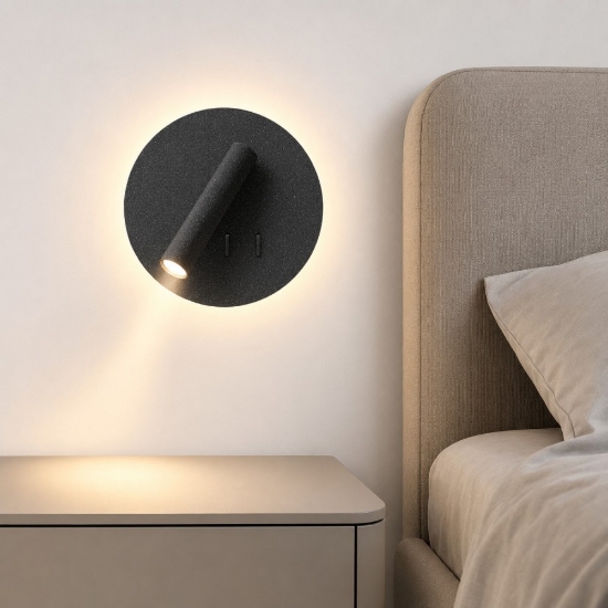 Applique moderna da comodino antracite led 6+3w 3000k orientabile per camera da letto