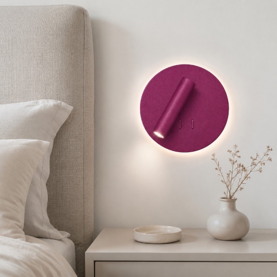 Applique per camera da letto da comodino magenta led 6+3w 3000k orientabile