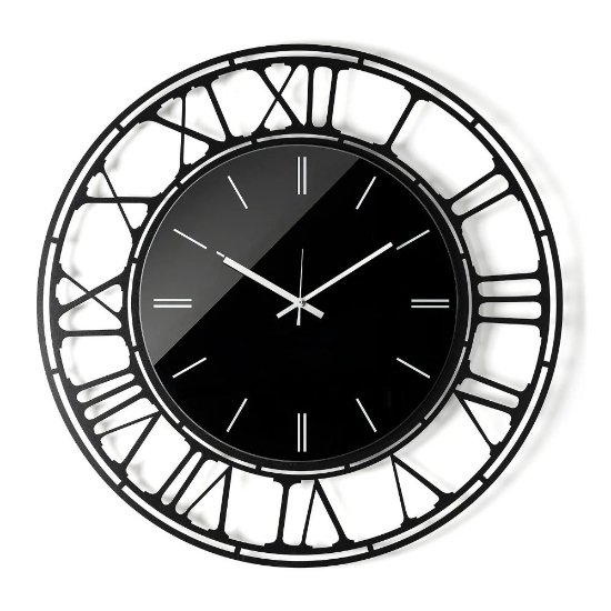 Orologio nero per parete cucina moderna effetto specchio rotondo 70cm