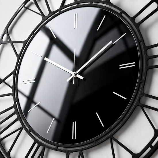 Orologio nero per parete cucina moderna effetto specchio rotondo 70cm