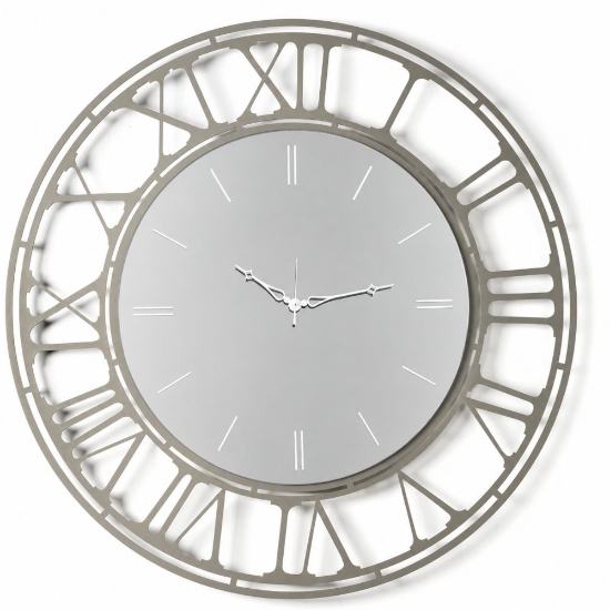 Grande orologio a parete  moderno rotondo effetto specchio fumé