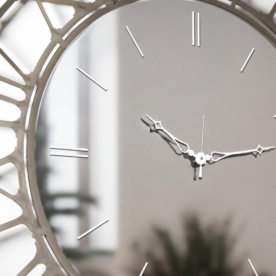 Grande orologio a parete  moderno rotondo effetto specchio fumé