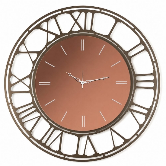 Grande orologio rotondo da parete effetto specchio bronzo 90cm