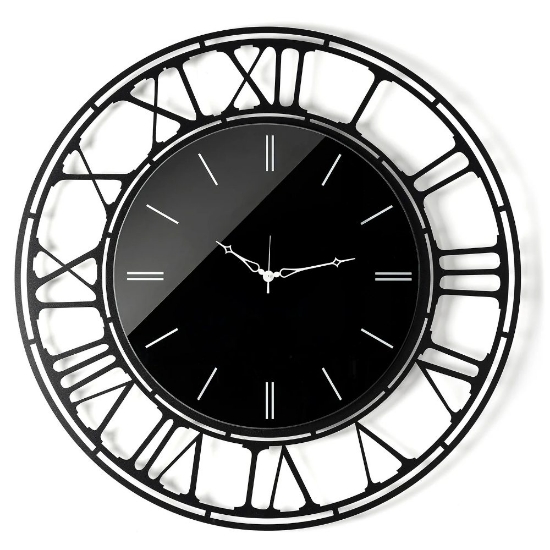 Orologio nero per parete moderna rotondo effetto specchio 90cm
