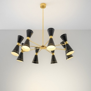 Stilnovo megafono lampadario moderno oro 16 luci