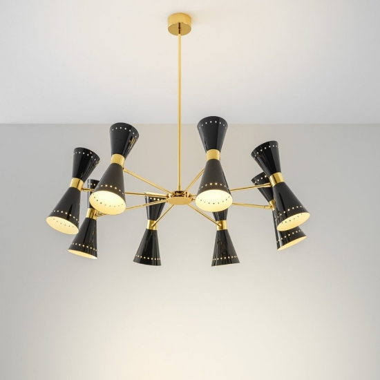 Stilnovo megafono lampadario moderno oro 16 luci