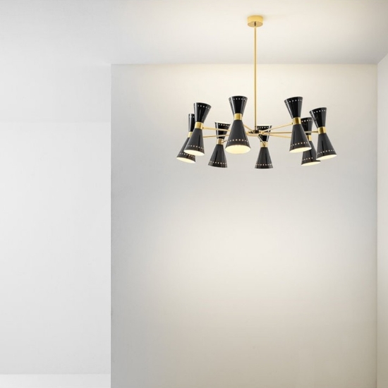 Stilnovo megafono lampadario moderno oro 16 luci