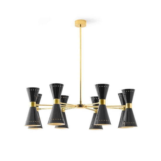 Stilnovo megafono lampadario moderno oro 16 luci