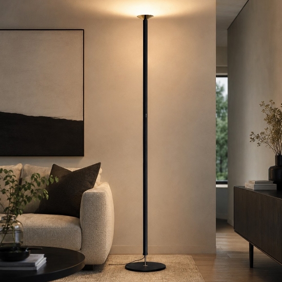 Lampada da terra piantana moderna nera led 3000k dimmerabile stilnovo luna