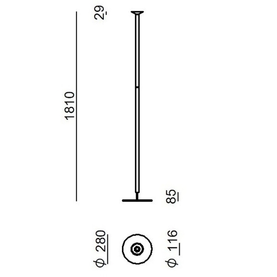 Lampada da terra piantana moderna nera led 3000k dimmerabile stilnovo luna