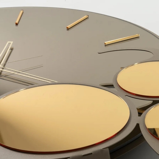 Orologio da parete rotondo design moderno ottone effetto oro specchiato