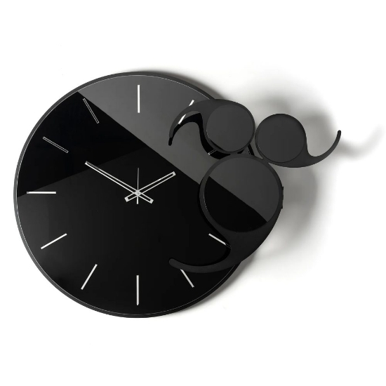 Orologio da parete elegante nero rotondo effetto nero specchiato 70x85 cm
