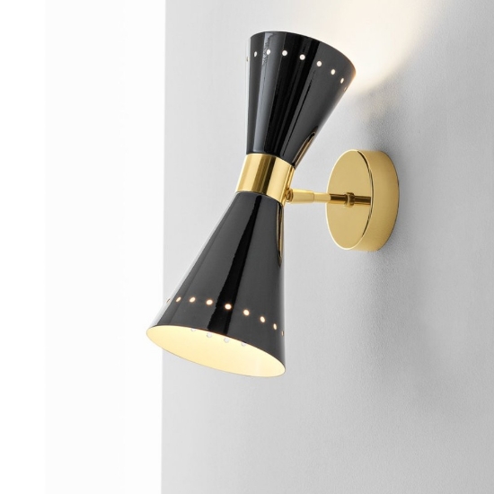 Applique moderna oro 2 luci e14 stilnovo megafono