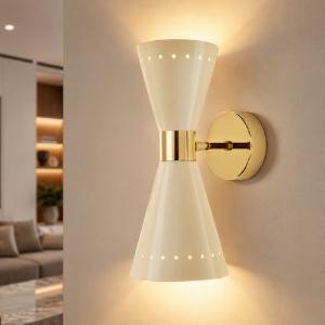 Stilnovo megafono applique elegante oro doppia luce