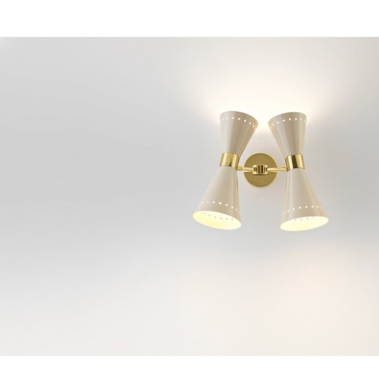 Stilnovo megafono applique elegante oro doppia luce