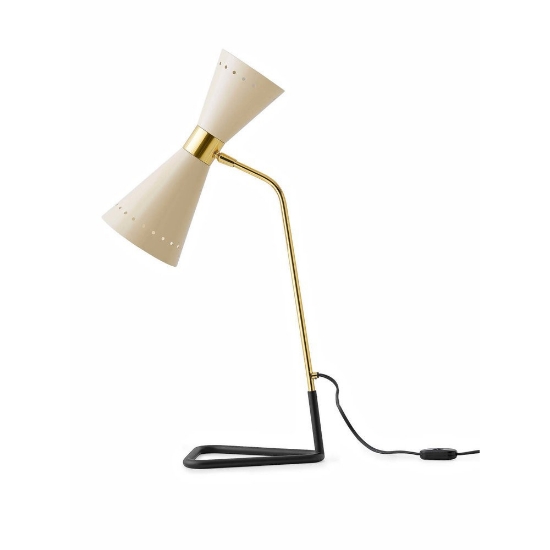 Lampada da tavolo design oro doppia emissione e14 2x6.5w led 2700k per soggiorno