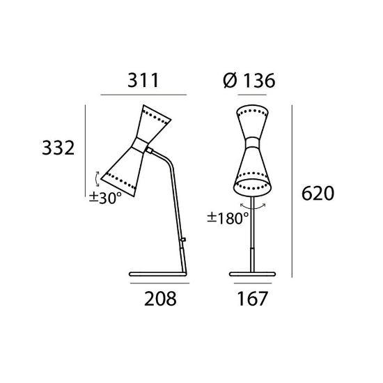 Lampada da tavolo design oro doppia emissione e14 2x6.5w led 2700k per soggiorno