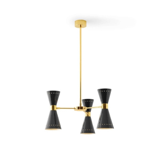 Lampada a sospensione design oro doppiaemissione nero stilnovo megafono