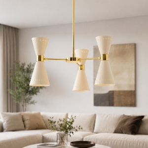 Lampadario camera da letto oro avorio stilnovo megafono