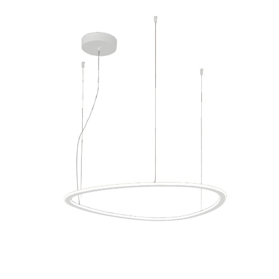 Lampadario moderno bianco 65 cm led 48w dimmerabile cct 3000k 6000k con telecomando per soggiorno