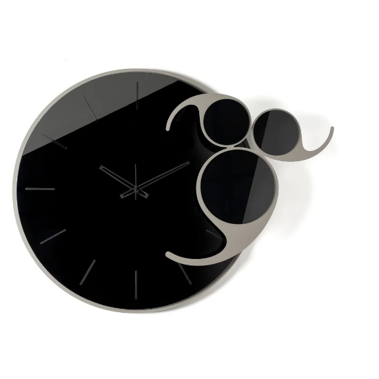 Orologio rotondo moderno da parete fango e nero specchiato