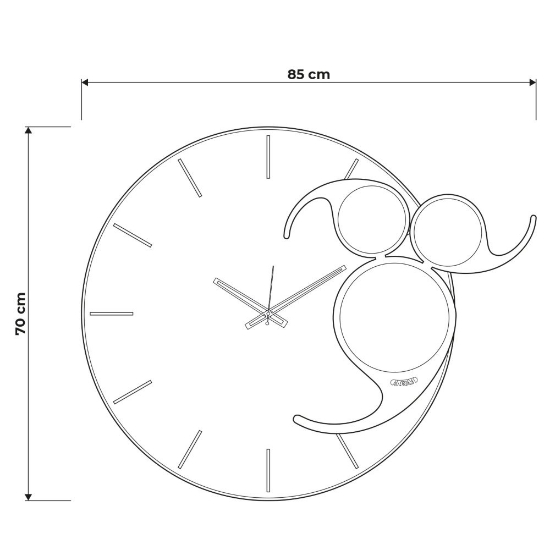 Orologio rotondo moderno da parete fango e nero specchiato