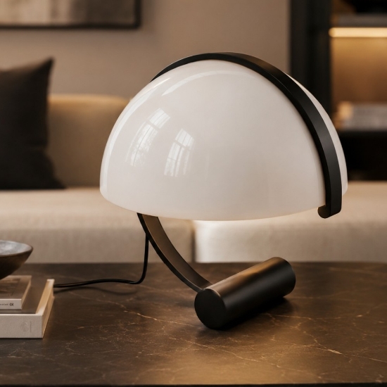Meta stilnovo lampada da tavolo moderna nero vetro per soggiorno