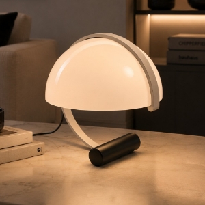 Lampada da tavolo vetro bianco nichel stilnovo meta