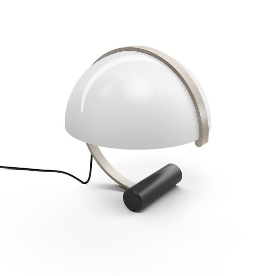 Lampada da tavolo vetro bianco nichel stilnovo meta