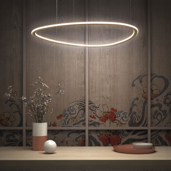 Lampadario moderno oro p95 cm led 72w cct 3000k 6000k dper soggiorno con telecomando