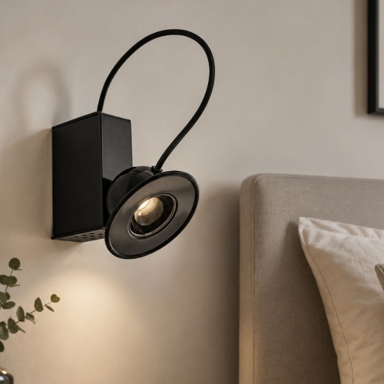 Applique camera da letto nera led 3000k dimmerabile stilnovo minibox