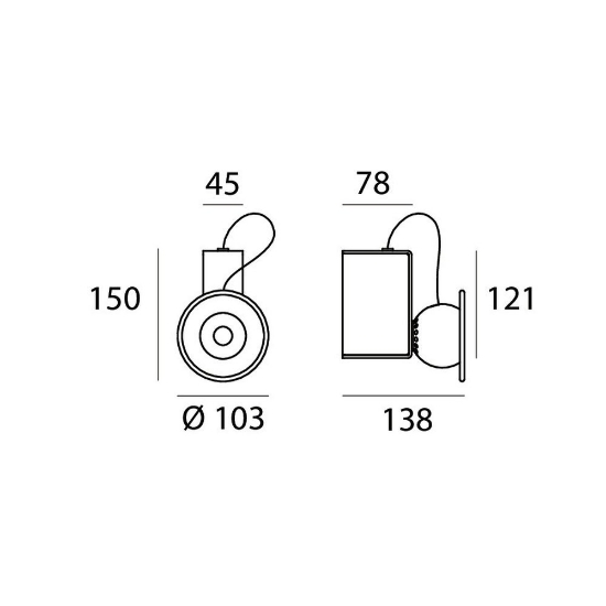 Applique moderna caffè led 3000k orientabili stilnovo minibox