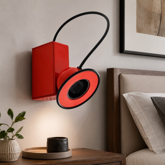 Applique per comodino camera da letto rossa led 3000k stilnovo minibox