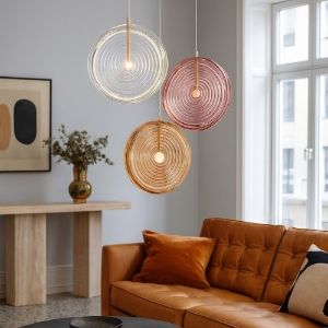 Ondaluce so jokey 3 lampadario moderno vetri ambra trasparente rosa led 3000k