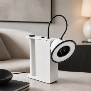 Lampada da tavolo moderna bianca led 3000k stilnovo minibox