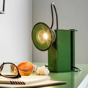 Lampada da tavolo moderna verde led 3000k dimmerabile stilnovo minibox