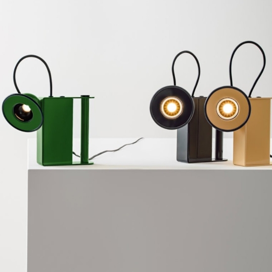 Lampada da tavolo moderna verde led 3000k dimmerabile stilnovo minibox