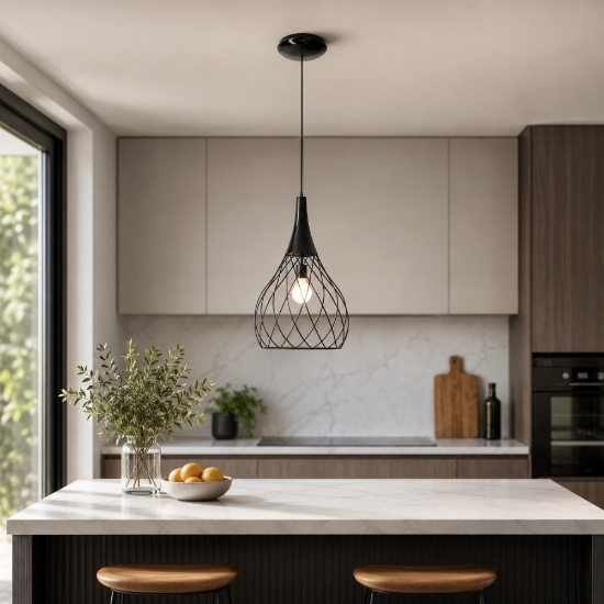 Lampada a sospensione per isola cucina nichel nero led 2700k dimmerabile stilnovo mongolfier