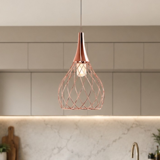 Stilnovo mongolfier lampada a sospensione rame satinato led 2700k dimmerabile