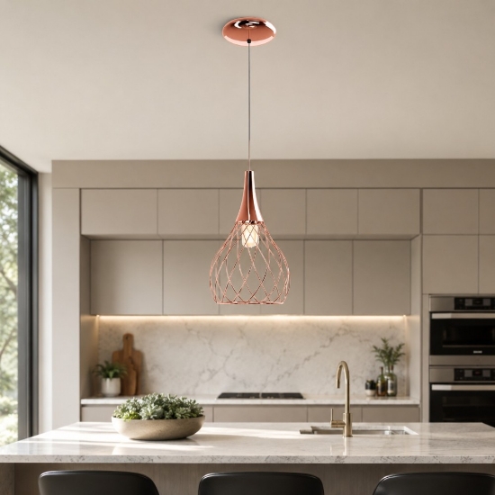 Stilnovo mongolfier lampada a sospensione rame satinato led 2700k dimmerabile