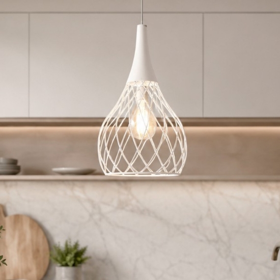 Lampada a sospensione moderna bianca led 2700k dimmerabile mongolfier stilnovo