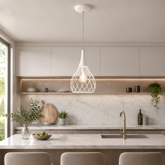 Lampada a sospensione moderna bianca led 2700k dimmerabile mongolfier stilnovo