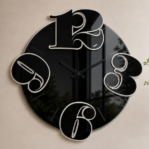 Orologio moderno a parete rotondo nero effetto specchiato 70cm