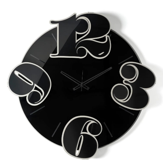 Orologio moderno a parete rotondo nero effetto specchiato 70cm