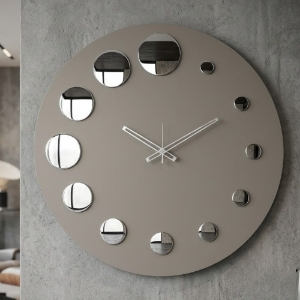 Orologio rotondo moderno a parete fango effetto specchio cromo 70cm