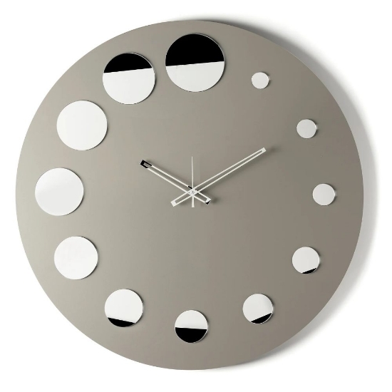 Orologio rotondo moderno a parete fango effetto specchio cromo 70cm