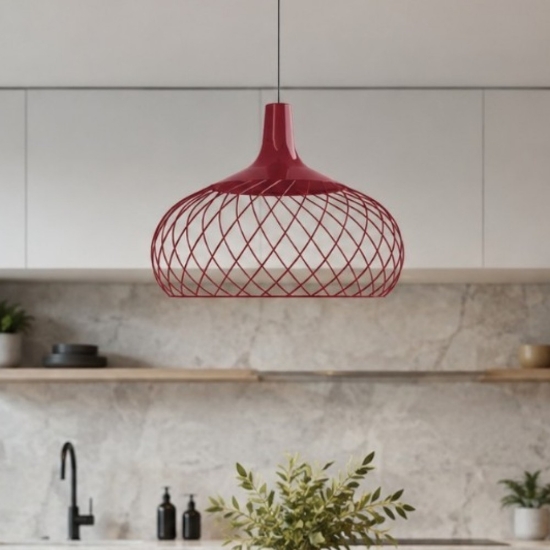 Lampadario da ducina bordeaux led  2700k dimmerabile mongolfier stilnovo