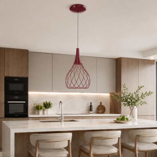 Lampada a sospensione bordeaux led 2700k  dimmerabile stilnovo mongolfier