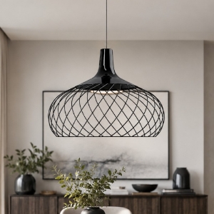 Stilnovo mongolfier lampadario per tavolo da pranzo nero led 2700k dimmerabile