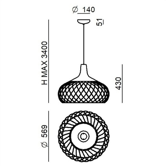 Lampada a sospensione rame led 2700k mongolfier stilnovo 57 cm